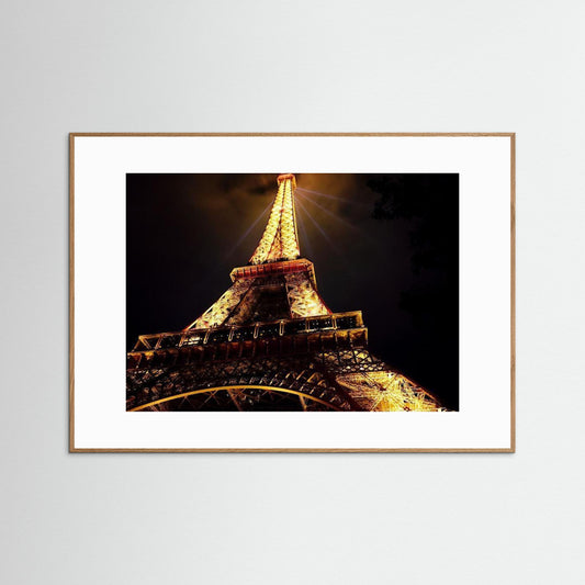 Golden Eiffel Tower at Night – Timeless Paris Wall Art