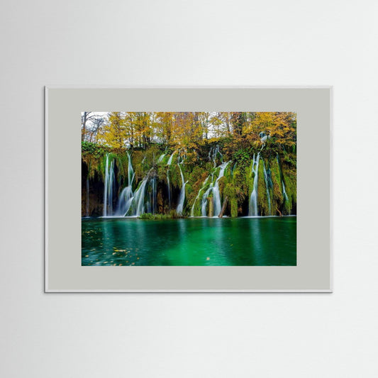 Emerald Cascade – Serene Forest Waterfall Wall Art